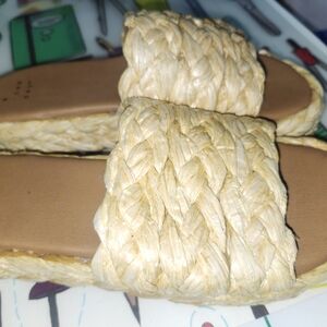 a new day Woven Slide Sandals in Natural Straw